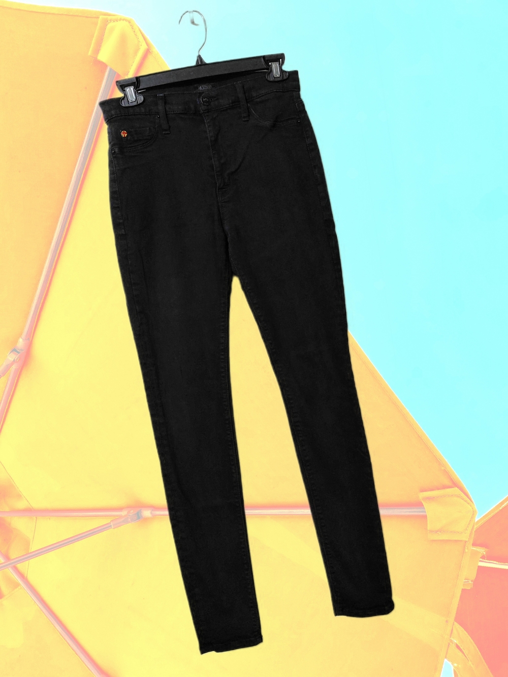 Hudson Barbara 28 High Waist Super Skinny Inseam 28" Dark Black Made In The USA